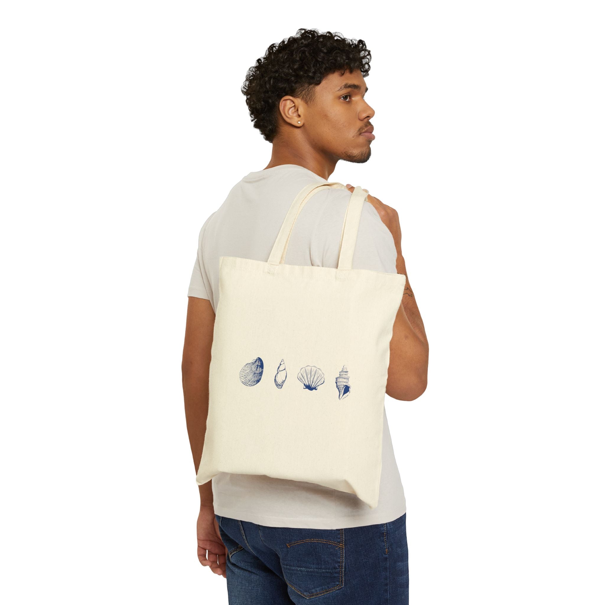 Beach Shells Tote Bag, Eco-Friendly, Cotton Canvas shoulder bag
